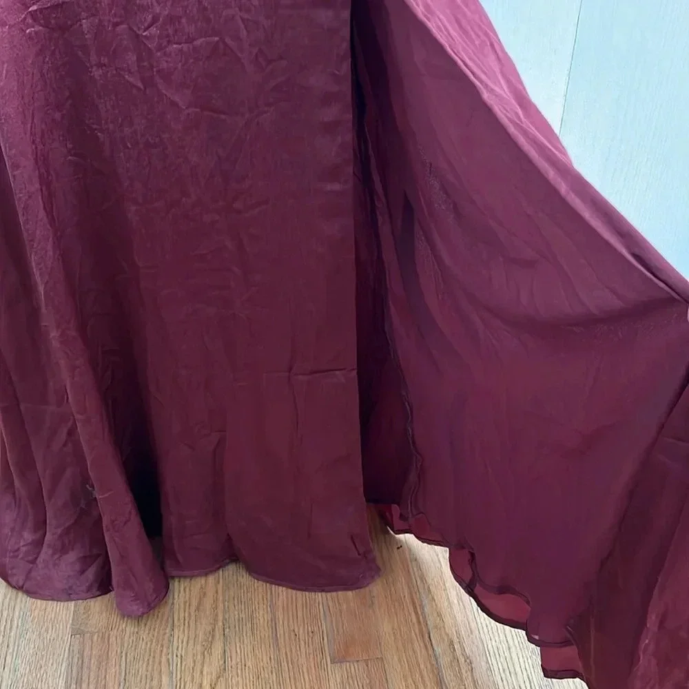Lulu's Constantine Burgundy Satin Maxi Dress Sexy Formal Long Size S NWT - Picture 8 of 16